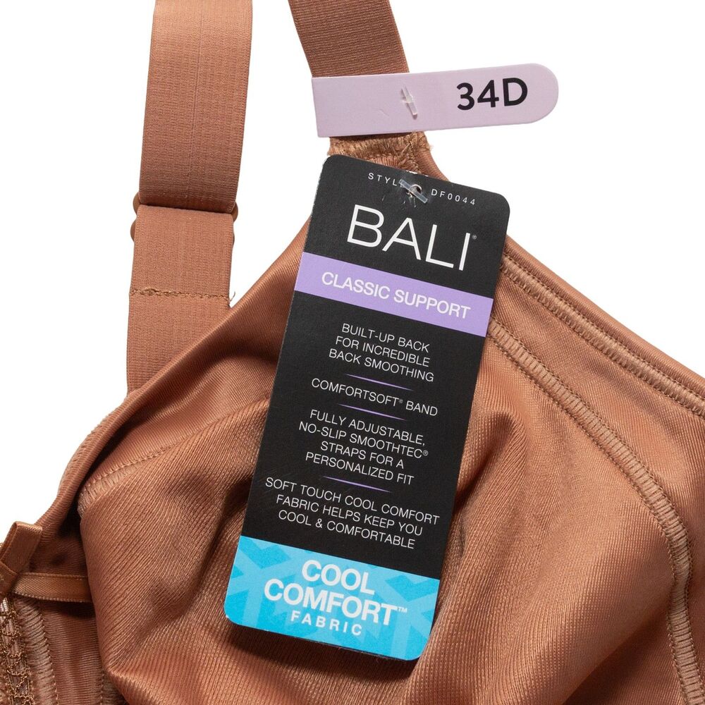Bali 34D Classic Support Cool Comfort Wirefree Full Coverage Bra DF0044 Brown - Picture 4 of 5